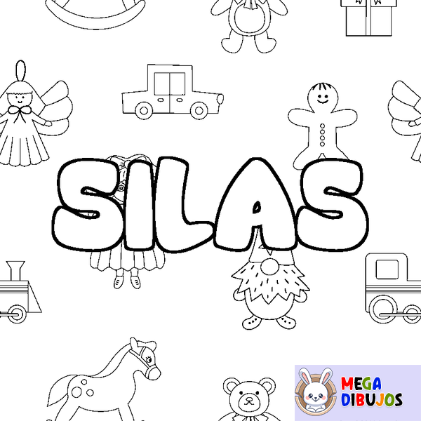 Coloraci&oacute;n del nombre SILAS - decorado juguetes