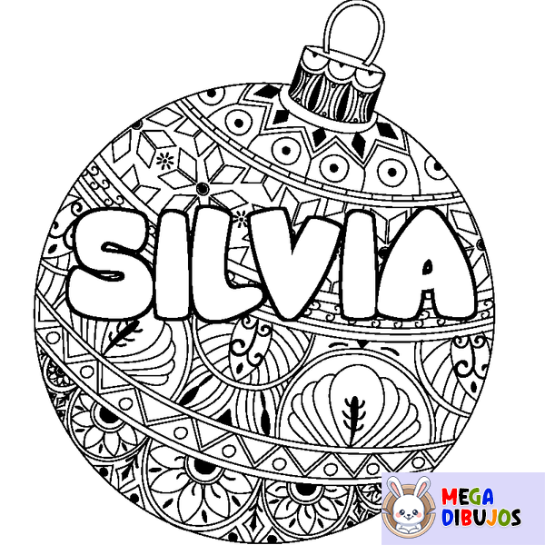 Coloraci&oacute;n del nombre SILVIA - decorado bola de Navidad