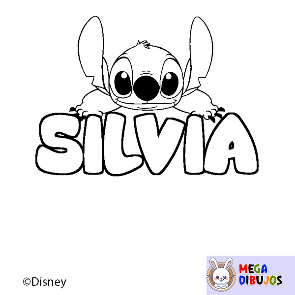 Coloraci&oacute;n del nombre SILVIA - decorado Stitch
