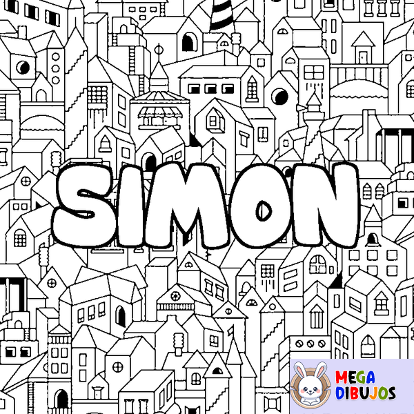 Coloraci&oacute;n del nombre SIMON - decorado ciudad