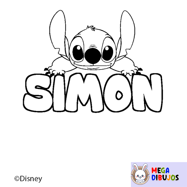 Coloraci&oacute;n del nombre SIMON - decorado Stitch