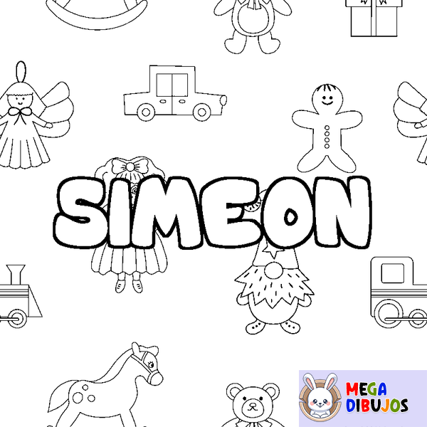 Coloraci&oacute;n del nombre SIMEON - decorado juguetes