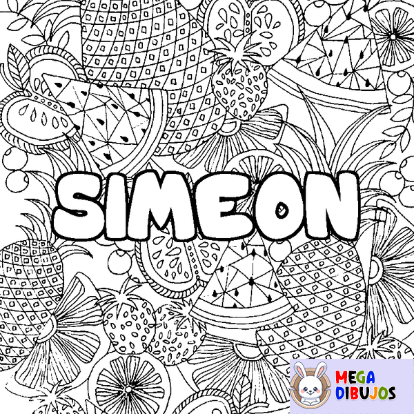 Coloraci&oacute;n del nombre SIMEON - decorado mandala de frutas