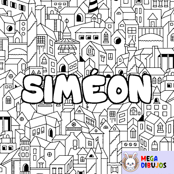 Coloraci&oacute;n del nombre SIM&Eacute;ON - decorado ciudad
