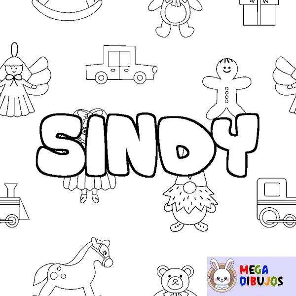 Coloraci&oacute;n del nombre SINDY - decorado juguetes