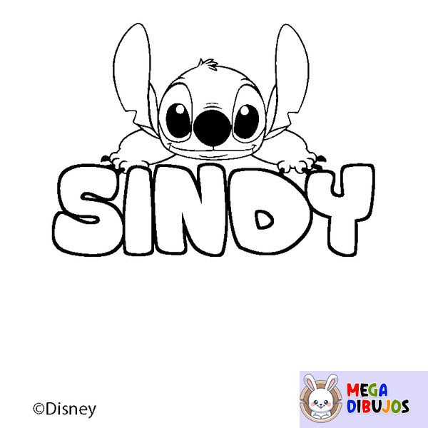 Coloraci&oacute;n del nombre SINDY - decorado Stitch