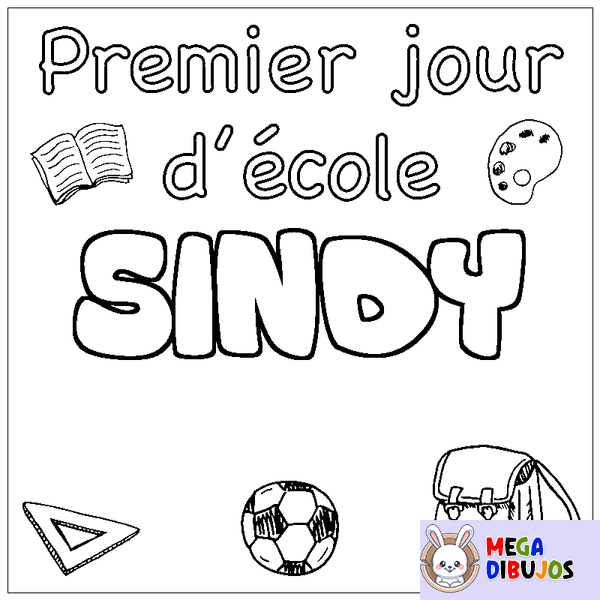 Coloraci&oacute;n del nombre SINDY - decorado primer d&iacute;a de escuela