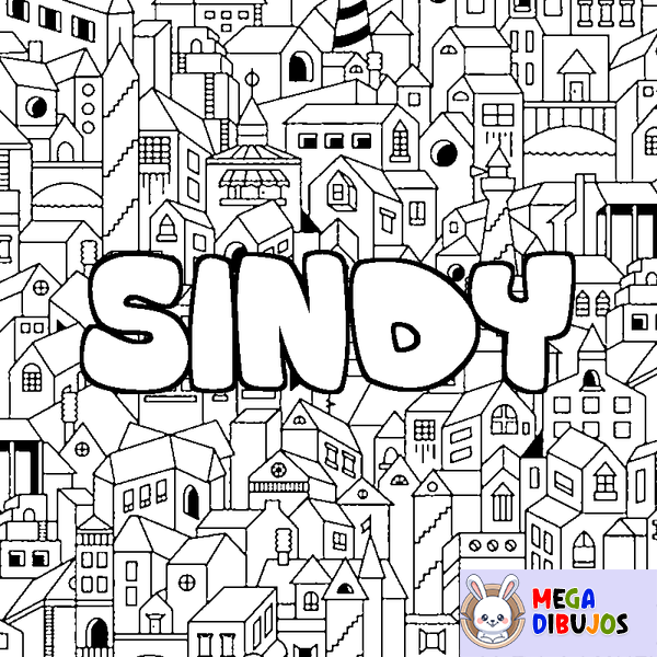Coloraci&oacute;n del nombre SINDY - decorado ciudad