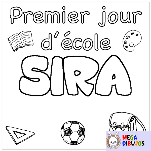 Coloraci&oacute;n del nombre SIRA - decorado primer d&iacute;a de escuela