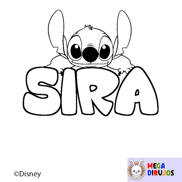 Coloraci&oacute;n del nombre SIRA - decorado Stitch