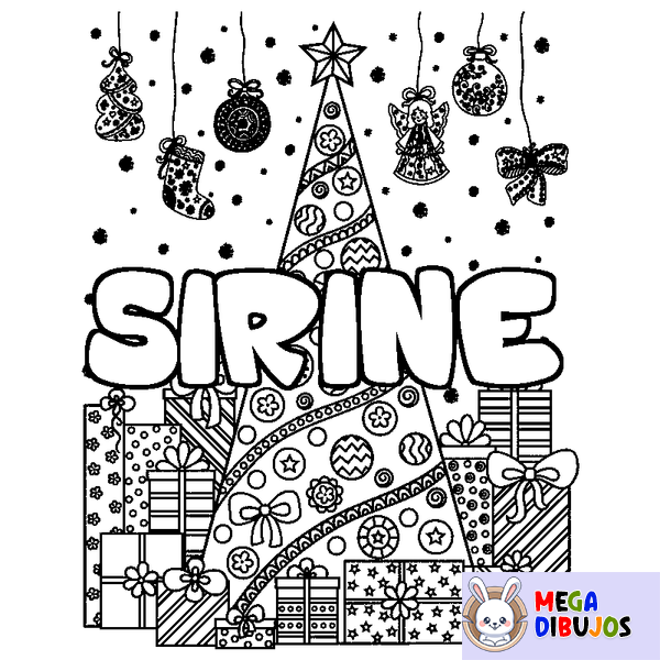 Coloraci&oacute;n del nombre SIRINE - decorado &aacute;rbol de Navidad y regalos