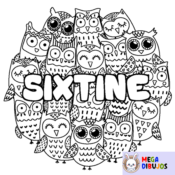 Coloraci&oacute;n del nombre SIXTINE - decorado b&uacute;hos