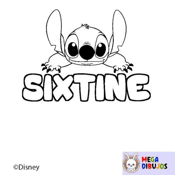 Coloraci&oacute;n del nombre SIXTINE - decorado Stitch