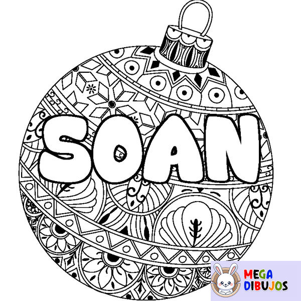 Coloraci&oacute;n del nombre SOAN - decorado bola de Navidad