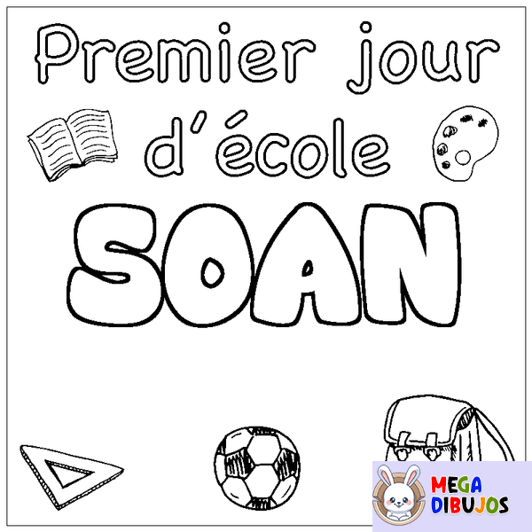 Coloraci&oacute;n del nombre SOAN - decorado primer d&iacute;a de escuela