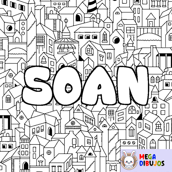 Coloraci&oacute;n del nombre SOAN - decorado ciudad