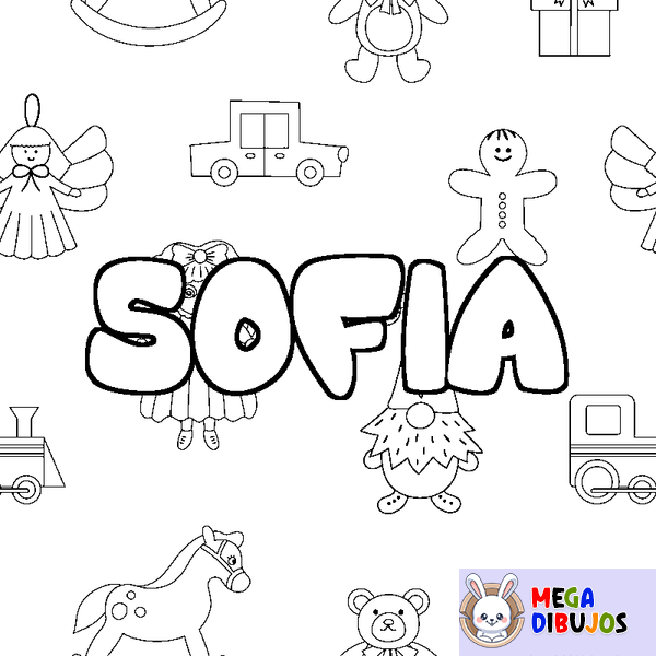 Coloraci&oacute;n del nombre SOFIA - decorado juguetes