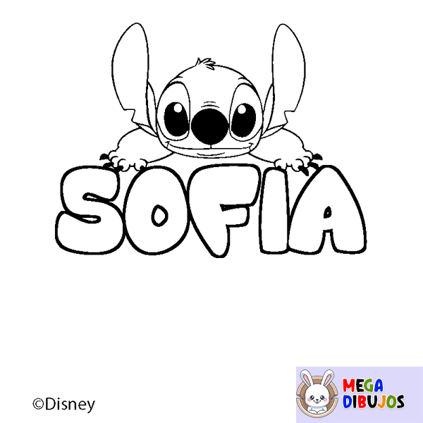 Coloraci&oacute;n del nombre SOFIA - decorado Stitch