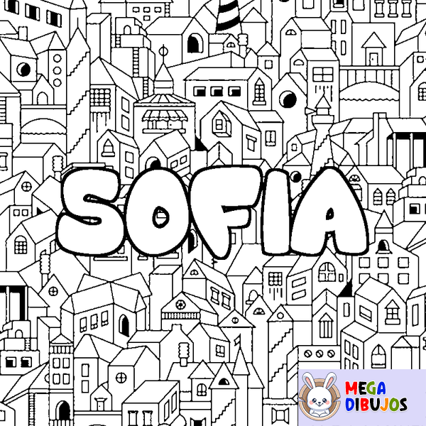 Coloraci&oacute;n del nombre SOFIA - decorado ciudad