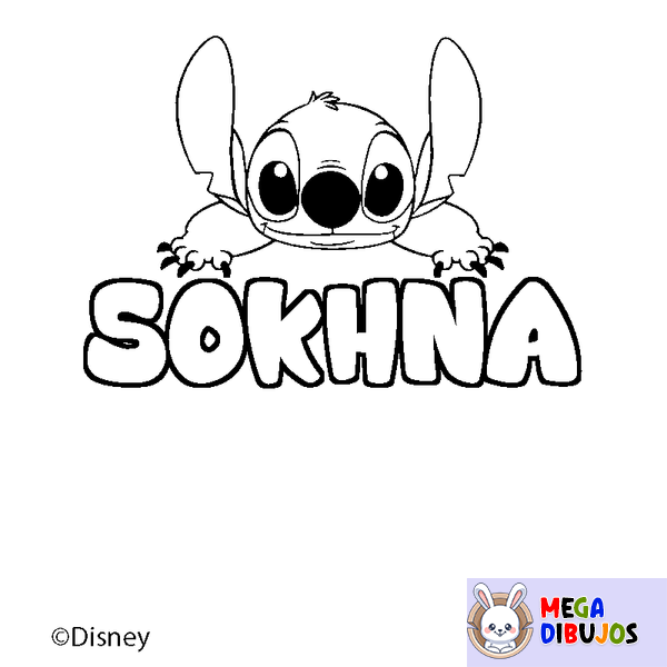 Coloraci&oacute;n del nombre SOKHNA - decorado Stitch