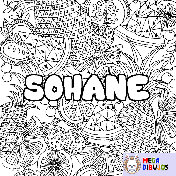 Coloraci&oacute;n del nombre SOHANE - decorado mandala de frutas
