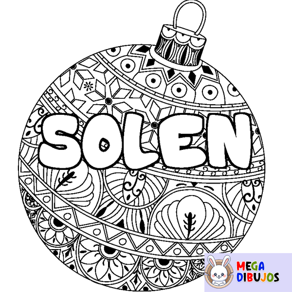 Coloraci&oacute;n del nombre SOLEN - decorado bola de Navidad