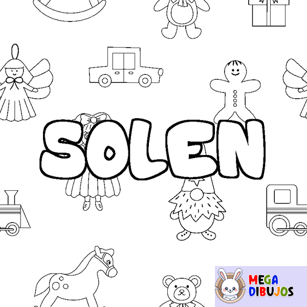 Coloraci&oacute;n del nombre SOLEN - decorado juguetes