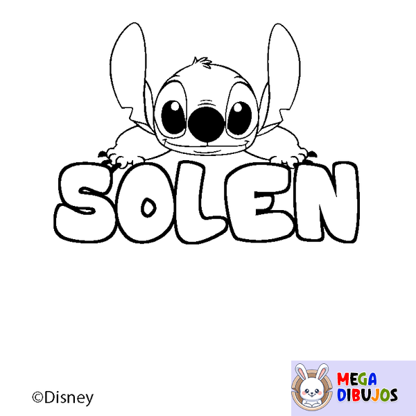 Coloraci&oacute;n del nombre SOLEN - decorado Stitch