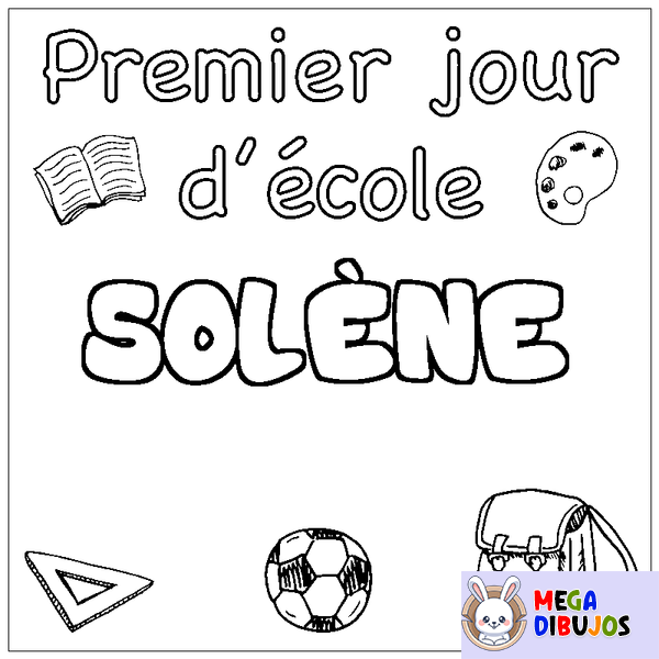 Coloraci&oacute;n del nombre SOL&Egrave;NE - decorado primer d&iacute;a de escuela