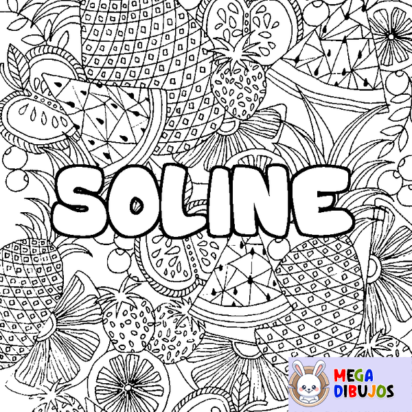 Coloraci&oacute;n del nombre SOLINE - decorado mandala de frutas
