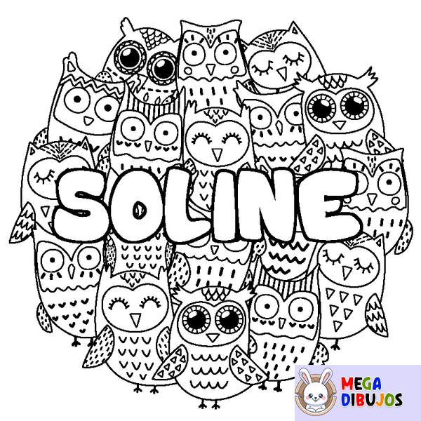 Coloraci&oacute;n del nombre SOLINE - decorado b&uacute;hos