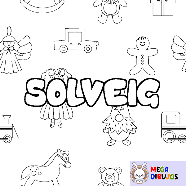 Coloraci&oacute;n del nombre SOLVEIG - decorado juguetes