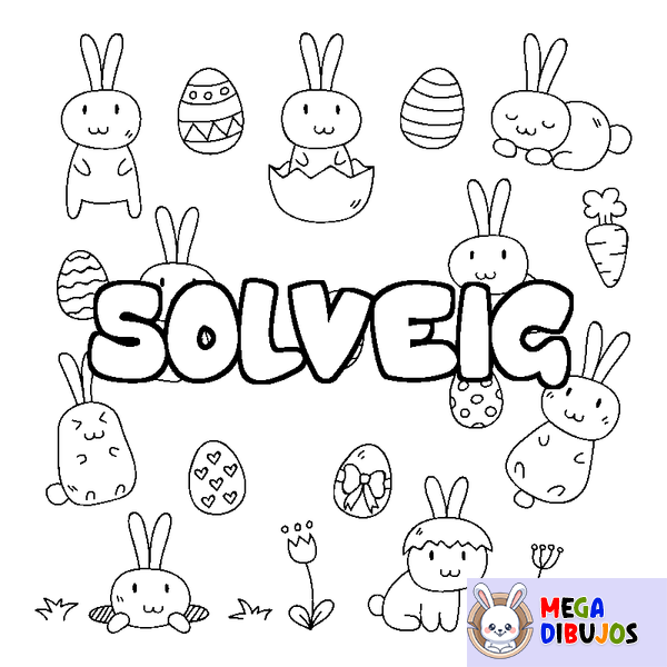 Coloraci&oacute;n del nombre SOLVEIG - decorado Pascua