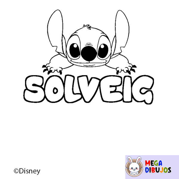 Coloraci&oacute;n del nombre SOLVEIG - decorado Stitch