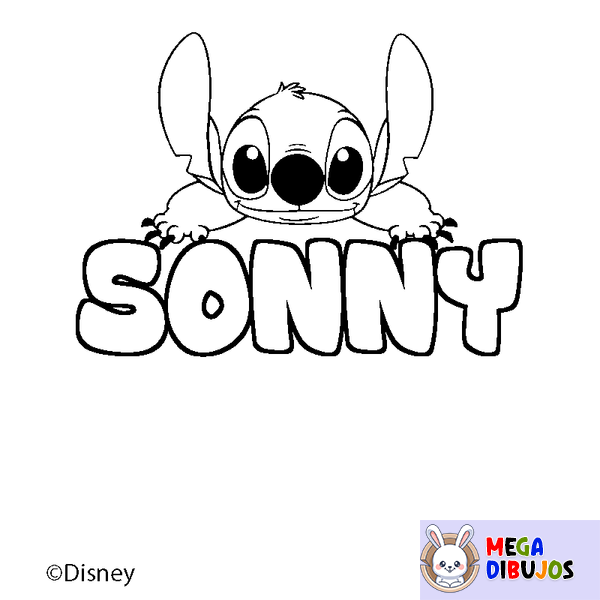 Coloraci&oacute;n del nombre SONNY - decorado Stitch