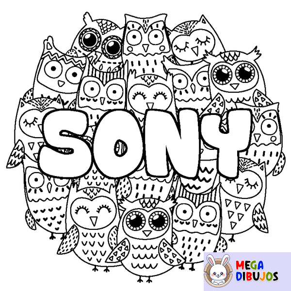 Coloraci&oacute;n del nombre SONY - decorado b&uacute;hos