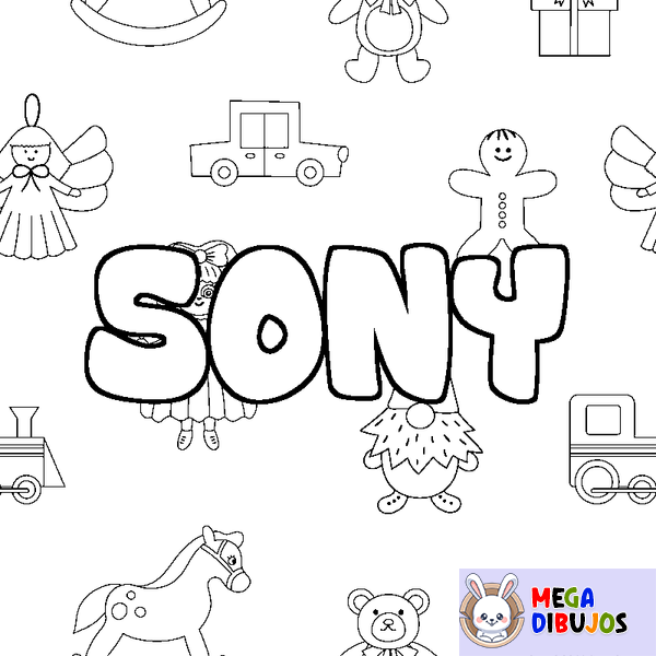 Coloraci&oacute;n del nombre SONY - decorado juguetes