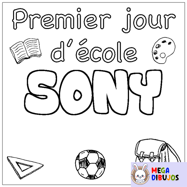 Coloraci&oacute;n del nombre SONY - decorado primer d&iacute;a de escuela