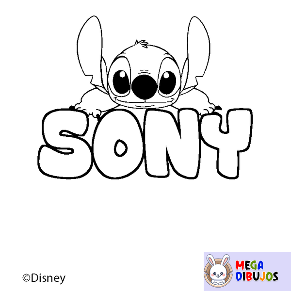 Coloraci&oacute;n del nombre SONY - decorado Stitch
