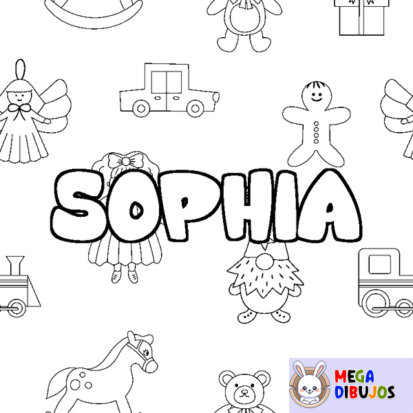 Coloraci&oacute;n del nombre SOPHIA - decorado juguetes