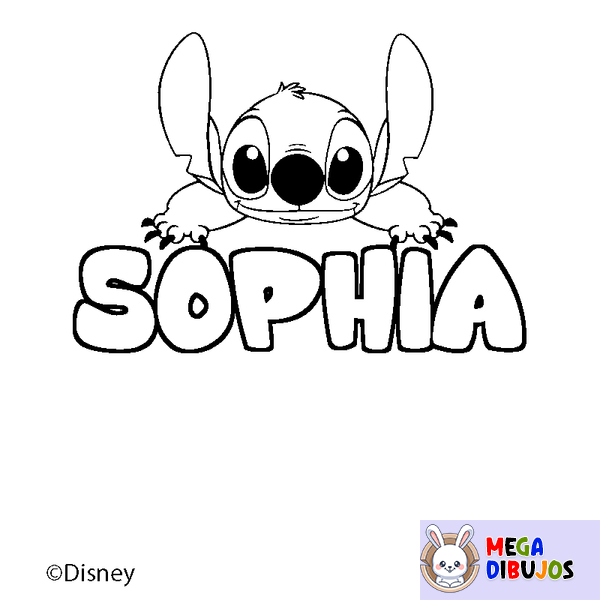 Coloraci&oacute;n del nombre SOPHIA - decorado Stitch