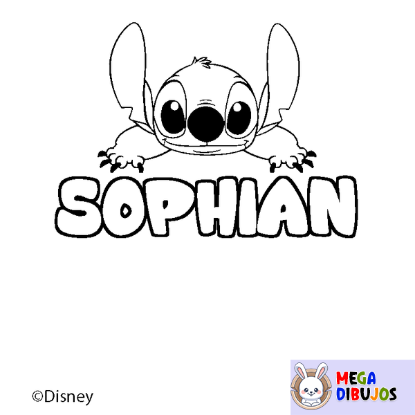 Coloraci&oacute;n del nombre SOPHIAN - decorado Stitch