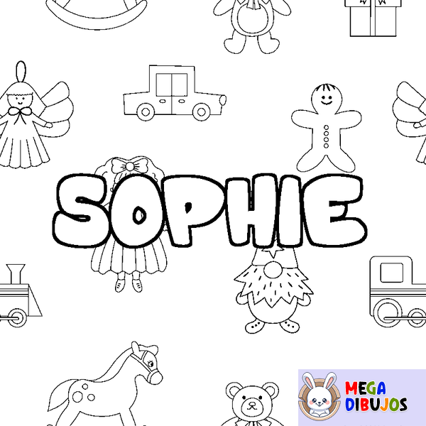Coloraci&oacute;n del nombre SOPHIE - decorado juguetes