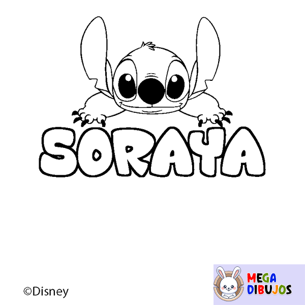 Coloraci&oacute;n del nombre SORAYA - decorado Stitch