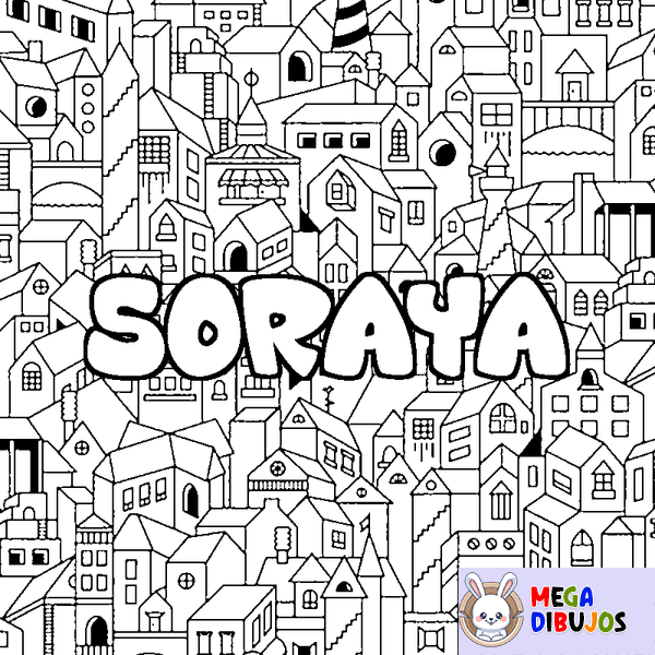 Coloraci&oacute;n del nombre SORAYA - decorado ciudad