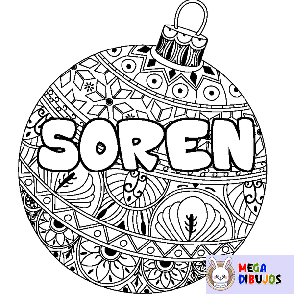 Coloraci&oacute;n del nombre SOREN - decorado bola de Navidad