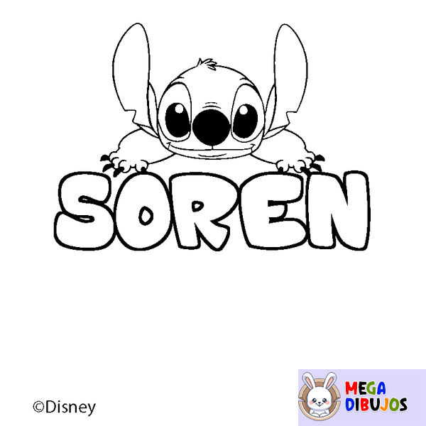 Coloraci&oacute;n del nombre SOREN - decorado Stitch