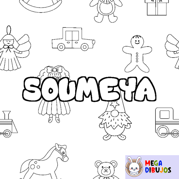 Coloraci&oacute;n del nombre SOUMEYA - decorado juguetes