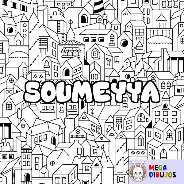 Coloraci&oacute;n del nombre SOUMEYYA - decorado ciudad