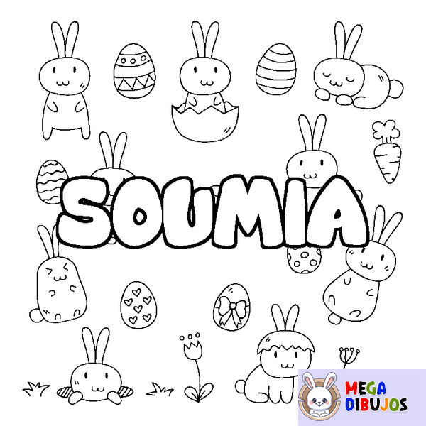 Coloraci&oacute;n del nombre SOUMIA - decorado Pascua